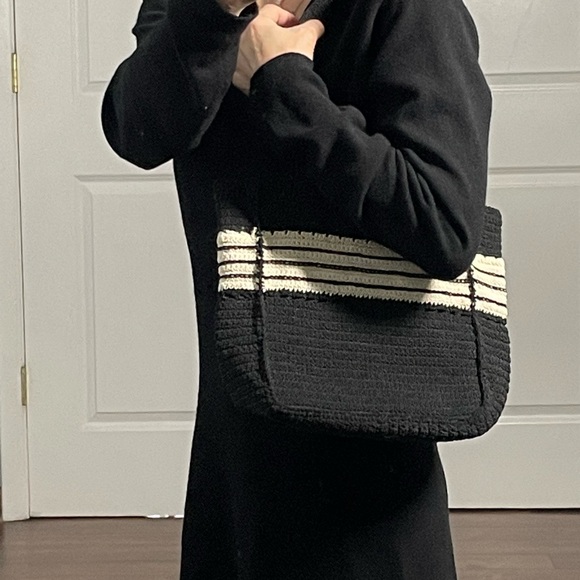 The Limited Black and Ivory Woven Handmade Toto bag - Picture 2 of 9